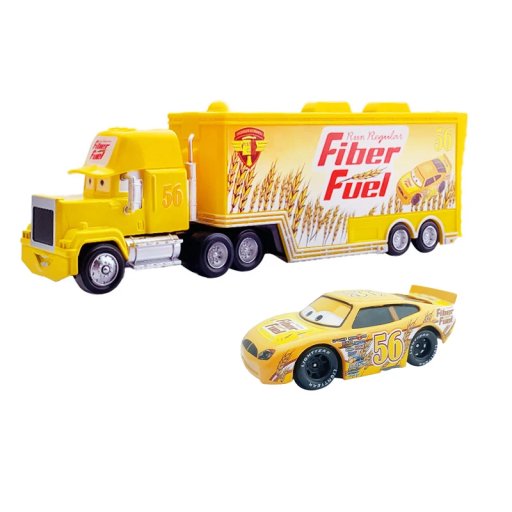 Disney Pixar Cars 2 3 Mack Hauler i Brush Curber Set Metalowe samochody Zabawki dla dzieci Ciężarówka Samochód wyścigowy Postacie z filmu animowanego
