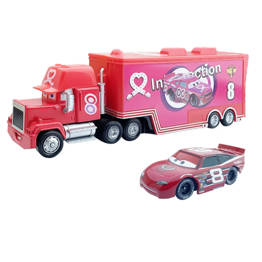 Disney Pixar Cars 2 3 Mack Hauler și Fulger McQueen Set de mașini metalice Jucării pentru copii Camion Mașină de curse Montgomery Fulger
