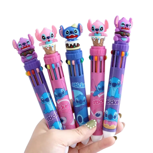 Disney Stitch -kuulakärkikynä, 6 kpl 10-värisiä graffitikynäjä lapsille, monivärisiä kirjoitustarvikkeita, koulun piirustusmerkkejä opiskelijoille