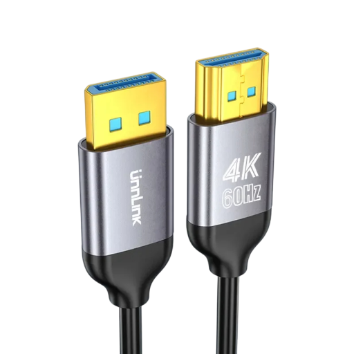 DisplayPort han til HDMI han adapter 4K 60 Hz 2 m Kvalitetskabel til skærm TV Projektor Jævnt billede og lyd DP til HDMI adapter