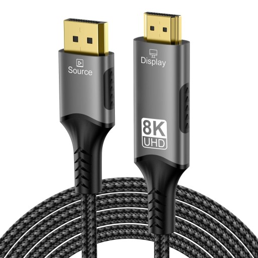 DisplayPort han til HDMI han adapter 8K 1 m DP til HDMI kabel Konverter PC Notebook Skærm TV Ultra HD Plug &amp; Play Billed- og lydoverførsel i høj kvalitet