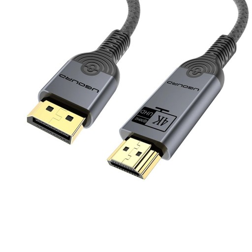 DisplayPort Male to HDMI Male Adapter 4K 30 Hz Textile Cable 1.5 m Durable Braided DP to HDMI Converter PC Laptop Monitor TV Stable Transmission of Image and Sound