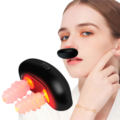 Dispositivo de fototerapia nasal com luz infravermelha 630-650 nm três modos ABS e silicone carregamento USB para nariz entupido e rinite