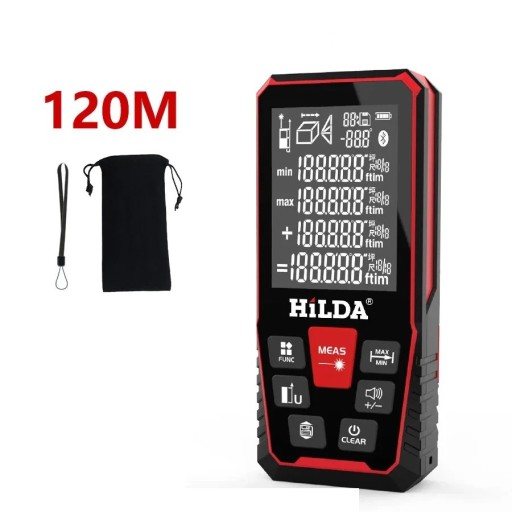 Distanțier laser profesional HILDA 120 m cu senzor unghiular, memorie de date și calcul multi-moduri