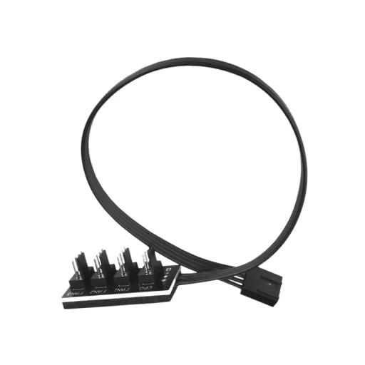 Distribuitor ventilator cu 4 pini, cablu de 33 cm, 1 conector feminin pentru ventilator CPU, 3 conectori masculini pentru răcirea PC-ului, lungime totală 40,5 cm