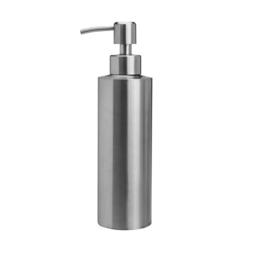 Distributeur de savon 350 ml 15 x 5,5 cm Distributeur en acier inoxydable gris avec pompe en acier Idéal pour la salle de bain, la cuisine