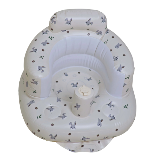 Divano gonfiabile per neonati 58x53x40 cm Seggiolino per bambini in PVC morbido Strumento per sedersi con supporto Motivo con coniglietto Sicurezza per la custodia del bambino