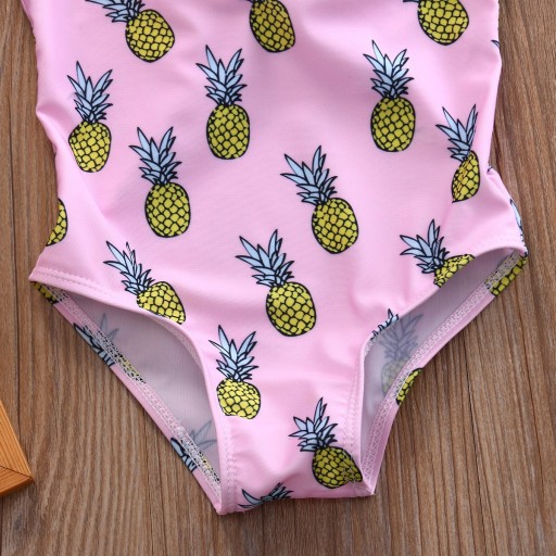 Dívčí jednodílné plavky s ananasy - Růžové
