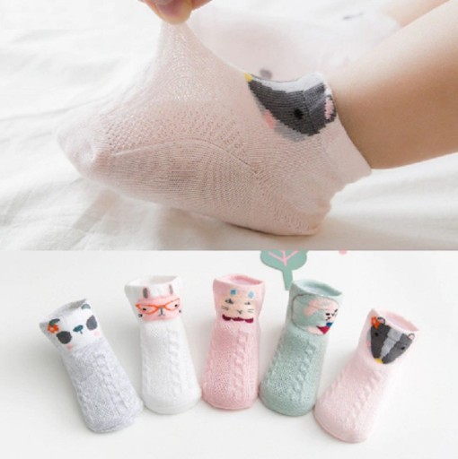 Dívčí kotníkové ponožky se zvířátky - 5 párů