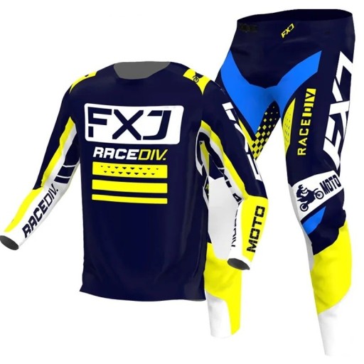 Diverse motokros set voor kinderen shirt en broek Unisex pasvorm Lange mouwen Polyester en nylon Donkerblauw met witte elementen Voor motokros en motor rijden