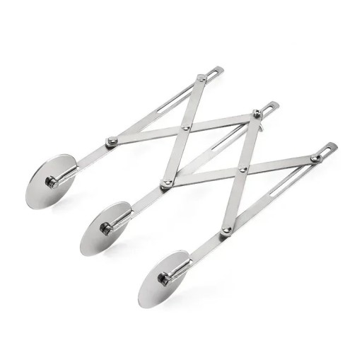 Diviseur de pâte en métal 24,5 × 3,3 cm avec 3 roues Couteau à pâtisserie réglable Couteau à roulettes multifonction pour pâte et pizza
