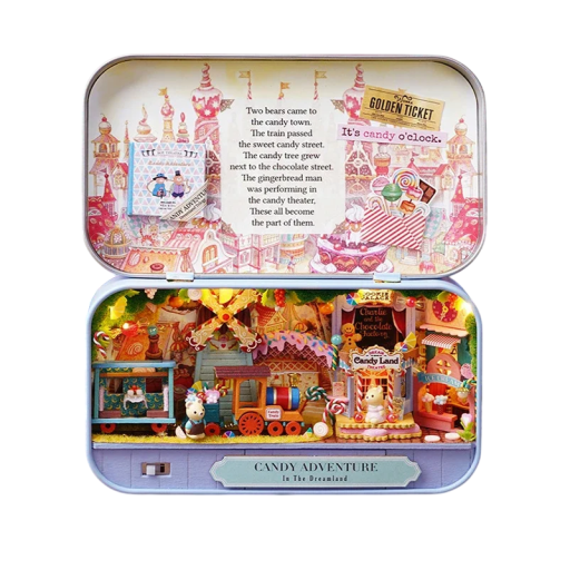 DIY 3D Box House Doll Theatre Wooden Miniature Construction Kit with Furniture Cute Model Hand Assembly Decoration