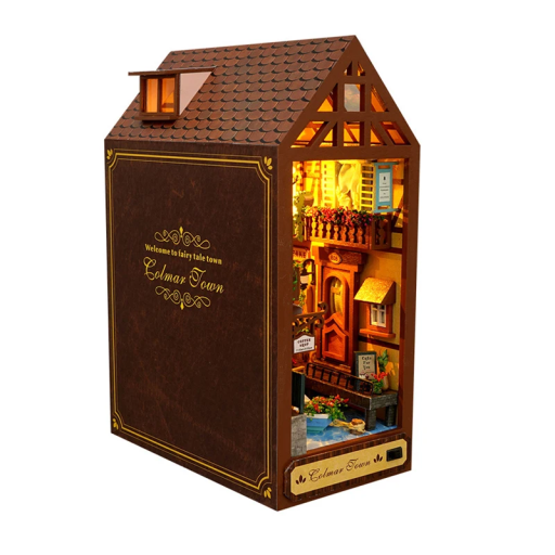 DIY 3D casinha para bonecas 9,2 x 16,1 x 22,5 cm Kit de construção em madeira com luz LED Modelo em miniatura Mobiliário Feito à mão Brinquedo decorativo