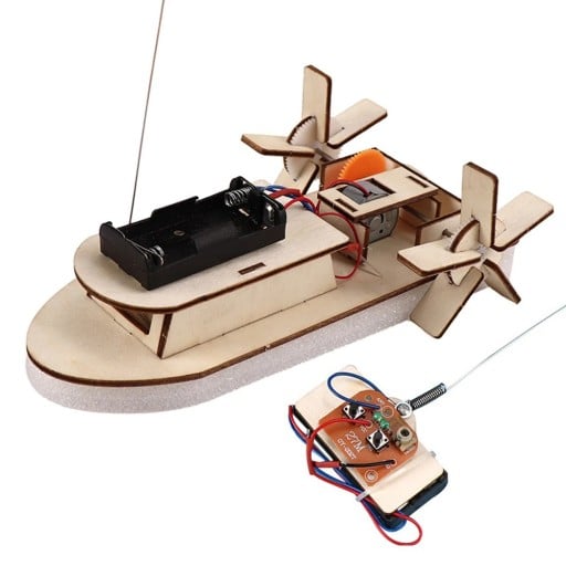 DIY barcă electrică cu control 20 x 10 x 6 cm model 3D Kit de construcție din lemn Set experimental științific pentru copii Jucărie educațională