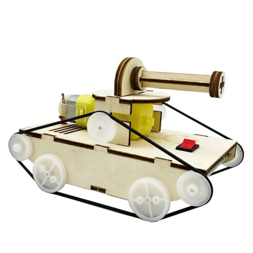 DIY Batterijgevoede Tank 3D Houten Model Elektrische Educatieve Bouwset voor Kinderen Wetenschappelijk Experiment Speelgoed Fysica STEM Project