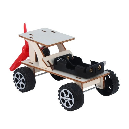 DIY Electric Car with Propeller 3D Model Scientific Experimental Construction Kit Wooden Toy for Children Educational Battery STEM Project