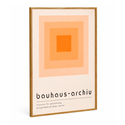 Dizajnový obraz 30 x 40 cm Bauhaus archív Oranžové geometrické kocky Abstraktné umenie Minimalistická dekorácia Tlač na plátno Bez rámu