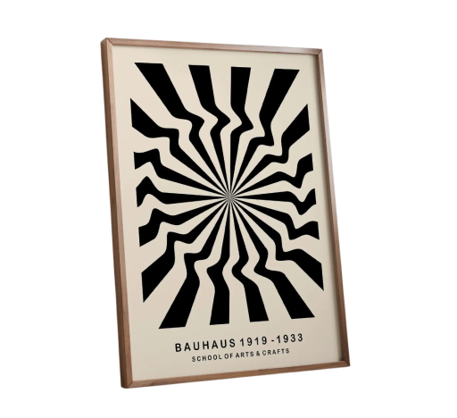 Dizajnový plagát na stenu 50 x 70 cm Bauhaus geometria 1919–1933 Minimalistické čiernobiele abstraktné umenie Plátno bez rámu