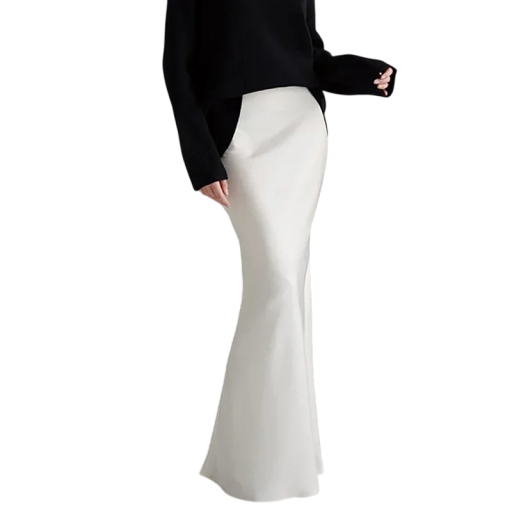 Dlhá saténová sukňa s vysokým pásom Elegantná dámska lesklá sukňa Maxi sukňa do spoločnosti Formálny outfit na jar a leto