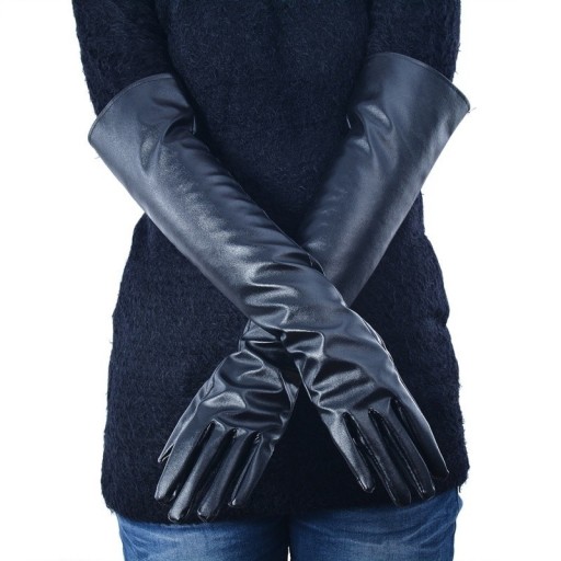 Dlhé dámske rukavice z umelej kože