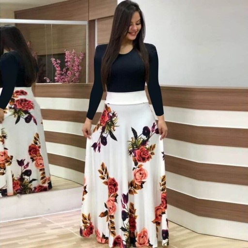Dlhé dámske šaty s farebnou sukňou