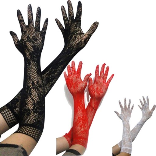 Długie damskie rękawiczki siatkowe