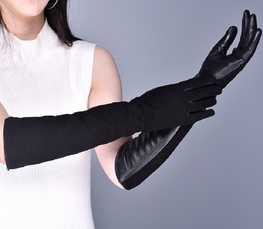 Długie damskie skórzane rękawiczki