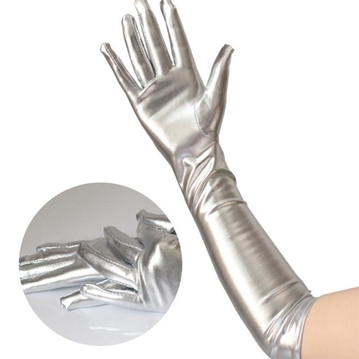 Długie metalowe rękawiczki damskie