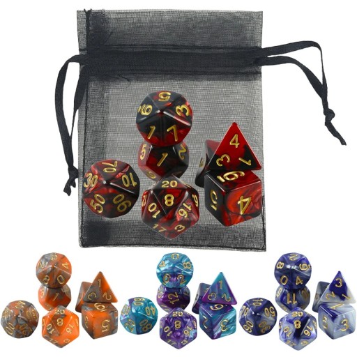Do gry kostki 7 sztuk i woreczek Mnohostronne RPG kostki z akrylu do Dungeons & Dragons DnD Gier stołowych fantasy