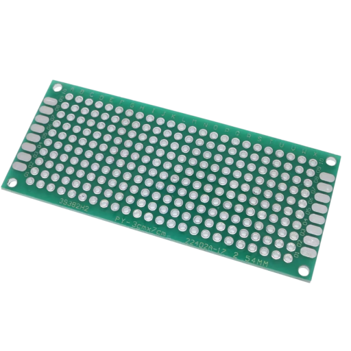 Dobbelt-sidet universel prototypisk kredsløbsplade 3 x 7 cm DIY PCB plade med kredsløbshuller Afstand mellem huller 2,54 mm Spændingsregulator