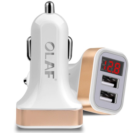 Dobbelt USB-biloplader med display K734