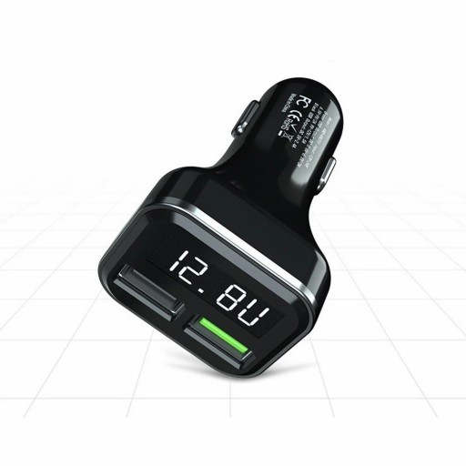 Dobbelt USB-biloplader med display K806