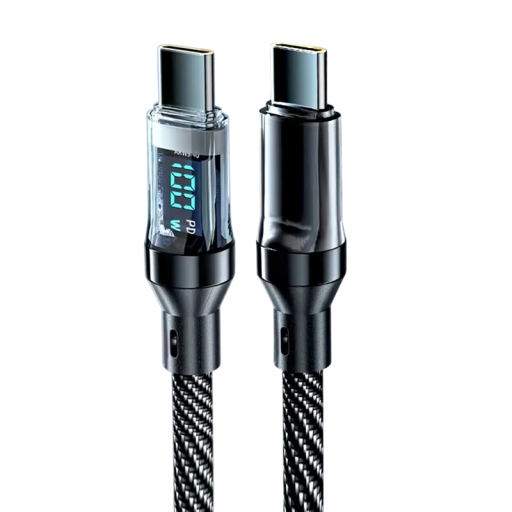 Dobbelt USB C hurtigopladerkabel 2m 100W datakabel med LED-display 6A vævet overflade hurtig dataoverførsel 480 Mbps opladning af flere enheder