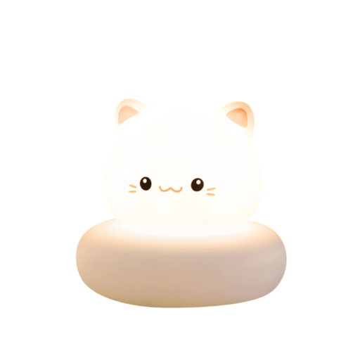 Dobrável LED nocturno para crianças em forma de gato 3 níveis de brilho Controlo táctil Luz suave e segura para o quarto das crianças