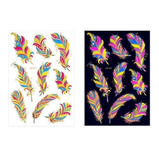 Dočasné svietiace tetovacie samolepky s motívom farebných pier fluoreskujúce pod UV svetlom neonové boho tetovanie na festival a párty