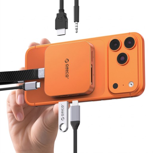 Docking station magnetica USB-C 6,4 x 6,4 x 1,2 cm con 7 porte HDMI 4K 60 Hz PD 100 W RJ45 lettore SD e supporto SSD M.2 per MagSafe