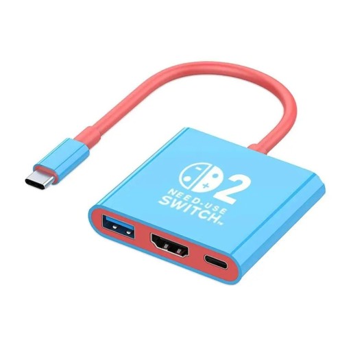 Dockingstation 3-in-1 USB-C 2e generatie 60 × 60 × 13 mm 4K 60Hz USB 3.0 5Gbps PD100W Opladen en beeldoverdracht Voor Switch 2 Laptops Mobiele telefoons Tablets