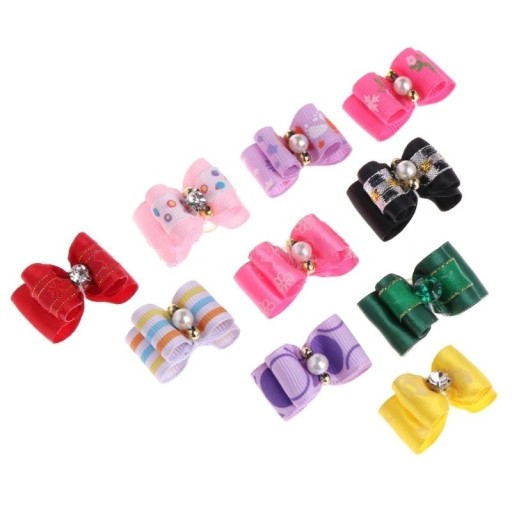 Dog Hair Ties with Bow 10 pcs C774