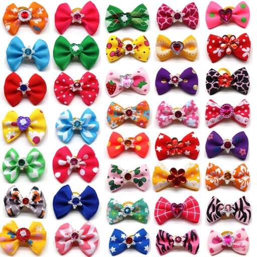 Dog Hair Ties with Bow 100 pcs