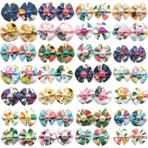 Dog Hair Ties with Pearl 50 pcs