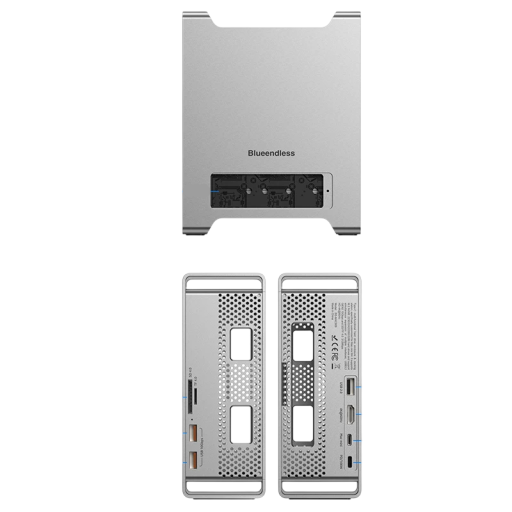 Dokovací stanice Blueendless MAC 909 na M.2 NVMe SSD s HDMI 4K 60 Hz čtečka SD a TF 4.0 kapacita 8 TB USB 3.2 stříbrná pro Mac Mini