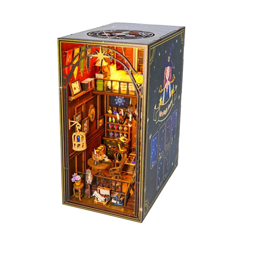 Domek dla lalek 11,6 x 18,3 x 22 cm Drewniany zestaw konstrukcyjny 3D z meblami i oświetleniem LED Model miniaturowego domku do samodzielnego montażu Dekoracja