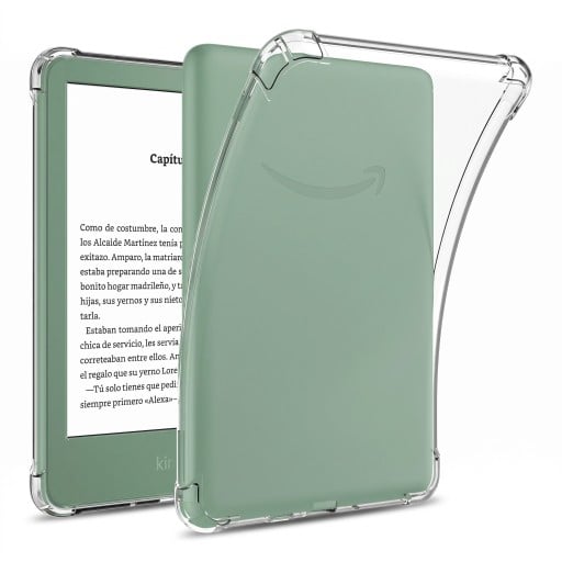 Doorzichtig beschermhoesje voor Amazon Kindle 6 inch 2022 met versterkte hoeken en openingen voor poort en knop flexibele achtercover voor e-reader