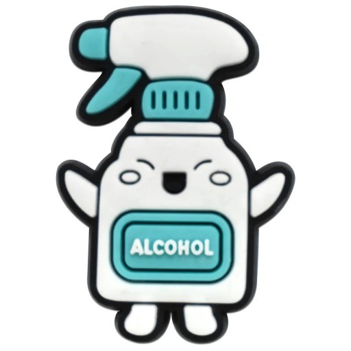 Doplněk na crocsy dezinfekce 2–3 cm PVC bílá modrá ozdoba na boty crocs dekorace obuvi hygienický motiv alcohol