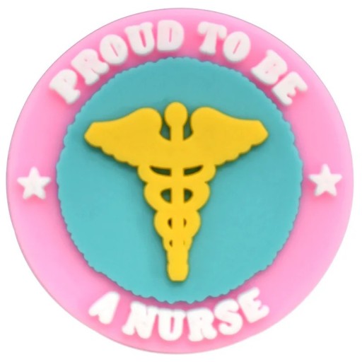 Doplněk na crocsy zdravotnický symbol 2–3 cm PVC růžová modrá žlutá ozdoba na boty crocs dekorace obuvi zdravotní motiv