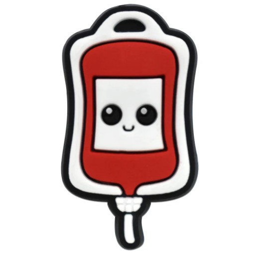 Doplnic pe crocsi sac de sânge 2–3 cm PVC ornament roșu-alb motiv medical transfuzie de sânge decor pentru încălțăminte