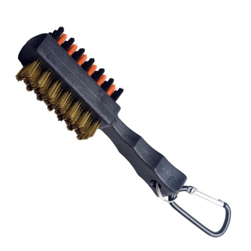 Doppelseitige Golfschlägerbürste 12 x 3,5 cm Rillenreiniger aus Metall und Nylon Tragbares Golfzubehör für Schläger, Bälle und Schuhe