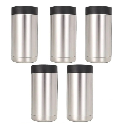 Doppelwandige Edelstahlhülle für Dosen und Flaschen Kühl-Thermoisolationsset 5 Stück Volumen 500 ml Größe 7,8 x 17,2 x 7,8 cm für Bier und Getränke