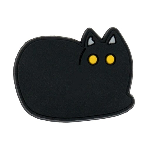 Dopplare till crocs av en vilande svart katt PVC svart gul dekoration för crocs skor med kattmotiv
