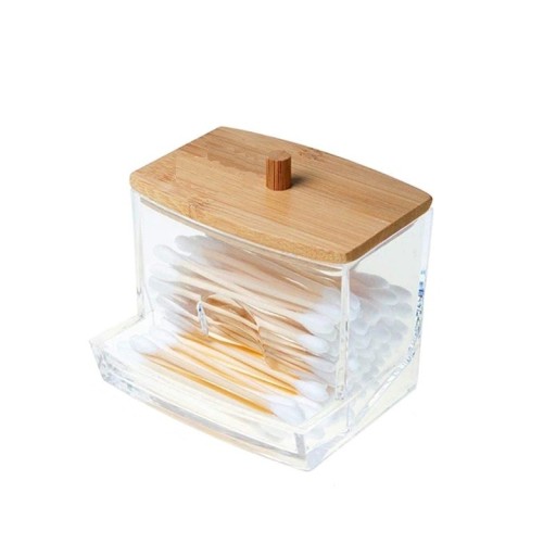 Dosierbehälter für das Badezimmer mit Holzdeckel